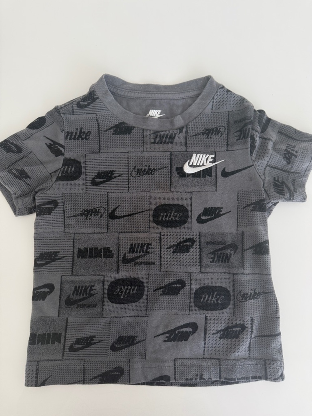 Nike Gray All-Over Logo Short Sleeve Tee